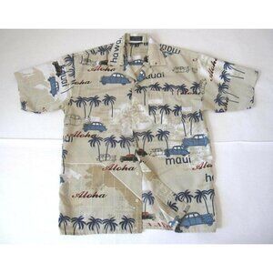 Vtg Men Versa Aloha Hawaii Front Button Short Sleeve Polyester Shirt Sz M(MT491)